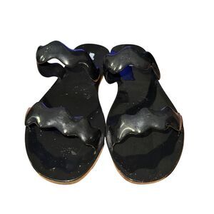 Melissa Wind Sandals Women's 8 Black Jelly Slip On Shoes Wavy High Gloss